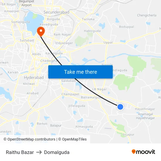 Raithu Bazar to Domalguda map