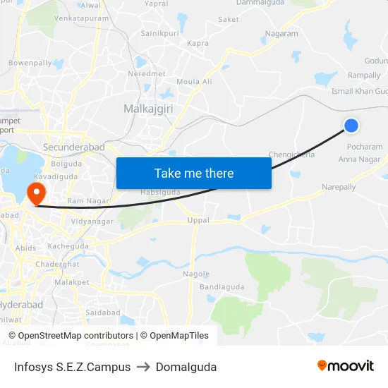 Infosys S.E.Z.Campus to Domalguda map