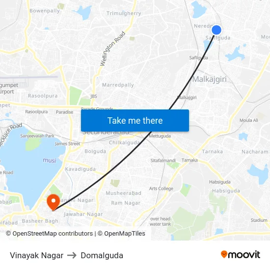 Vinayak Nagar to Domalguda map