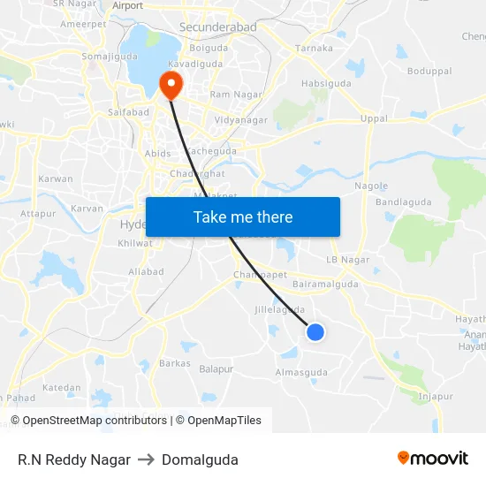 R.N Reddy Nagar to Domalguda map
