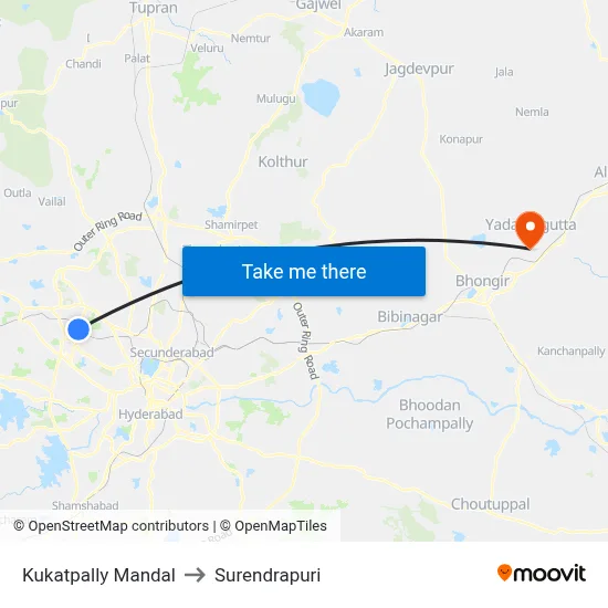 Kukatpally Mandal to Surendrapuri map