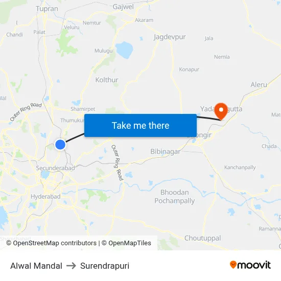 Alwal Mandal to Surendrapuri map