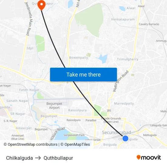 Chilkalguda to Quthbullapur map