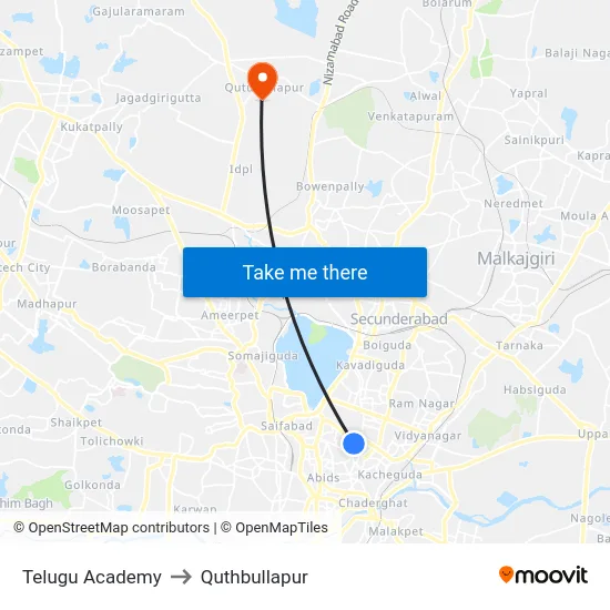 Telugu Academy to Quthbullapur map