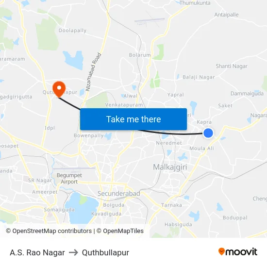 A.S. Rao Nagar to Quthbullapur map