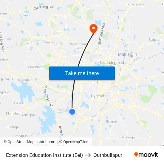 Extension Education Institute (Eei) to Quthbullapur map