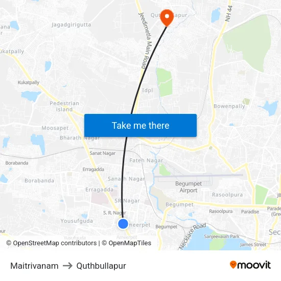 Maitrivanam to Quthbullapur map