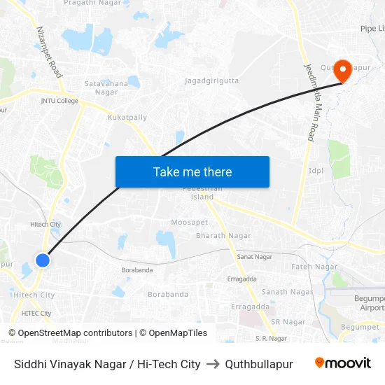 Siddhi Vinayak Nagar / Hi-Tech City to Quthbullapur map