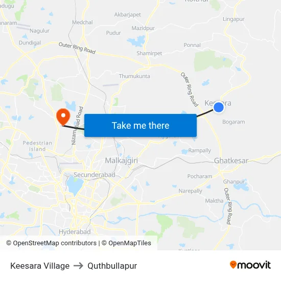 Keesara Village to Quthbullapur map