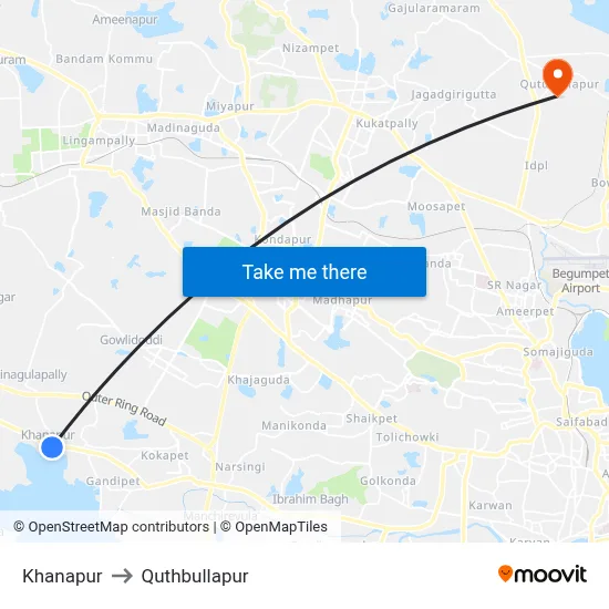 Khanapur to Quthbullapur map