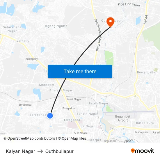 Kalyan Nagar to Quthbullapur map