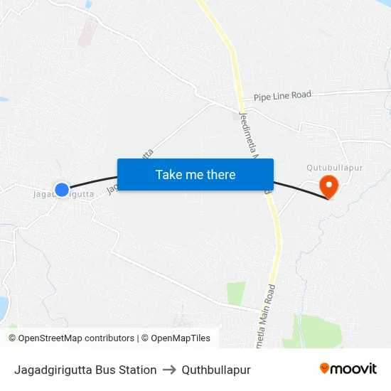 Jagadgirigutta Bus Station to Quthbullapur map