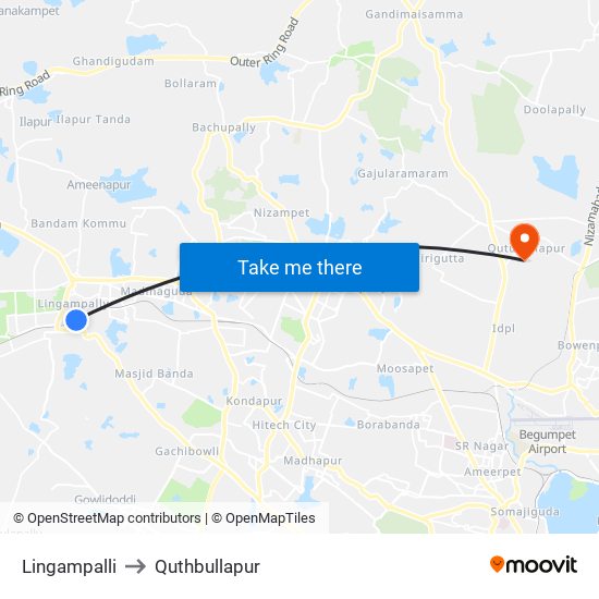Lingampalli to Quthbullapur map