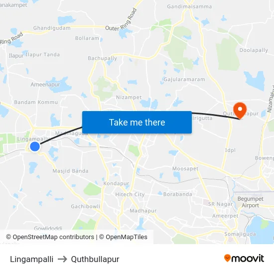 Lingampalli to Quthbullapur map