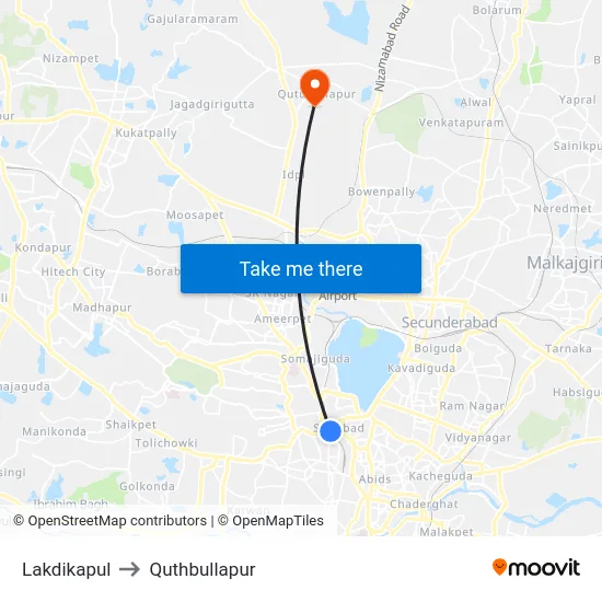 Lakdikapul to Quthbullapur map
