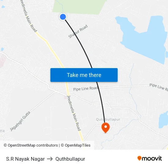 S.R Nayak Nagar to Quthbullapur map