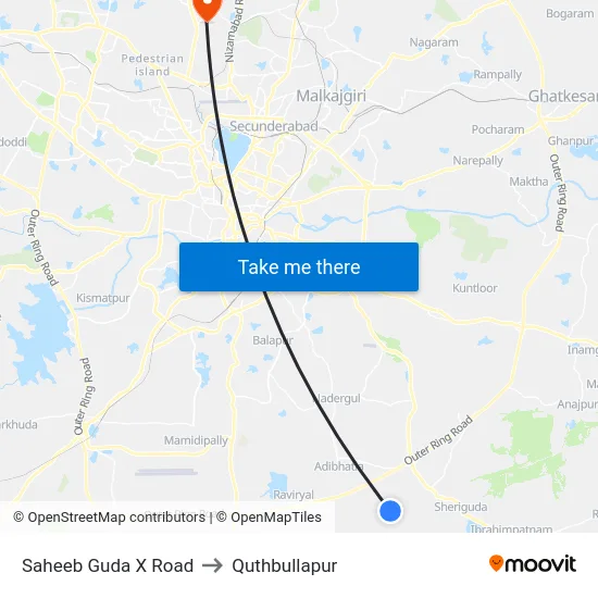 Saheeb Guda X Road to Quthbullapur map