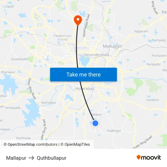 Mallapur to Quthbullapur map