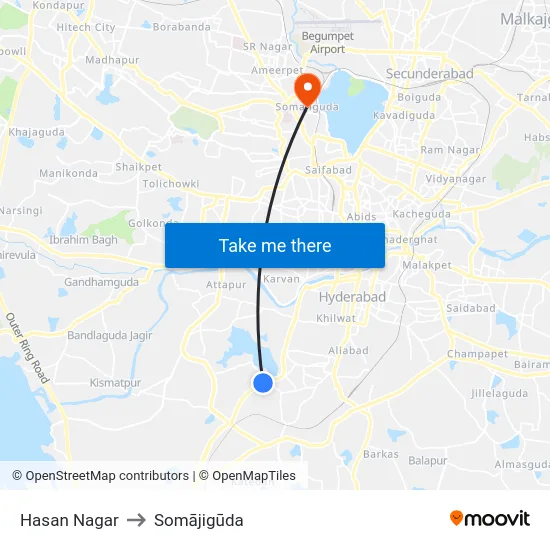 Hasan Nagar to Somājigūda map