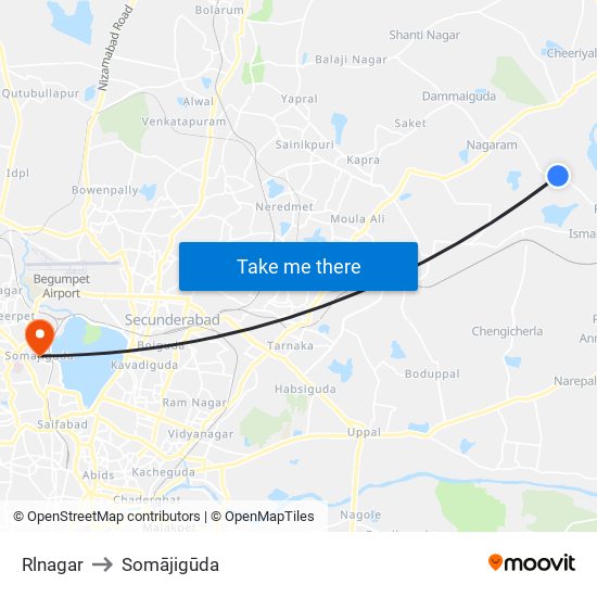 Rlnagar to Somājigūda map