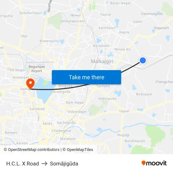 H.C.L. X Road to Somājigūda map