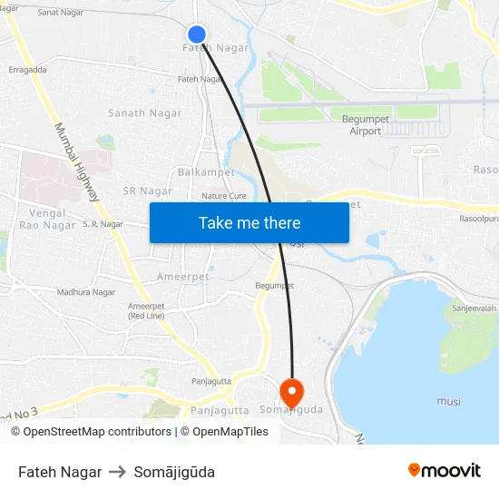 Fateh Nagar to Somājigūda map