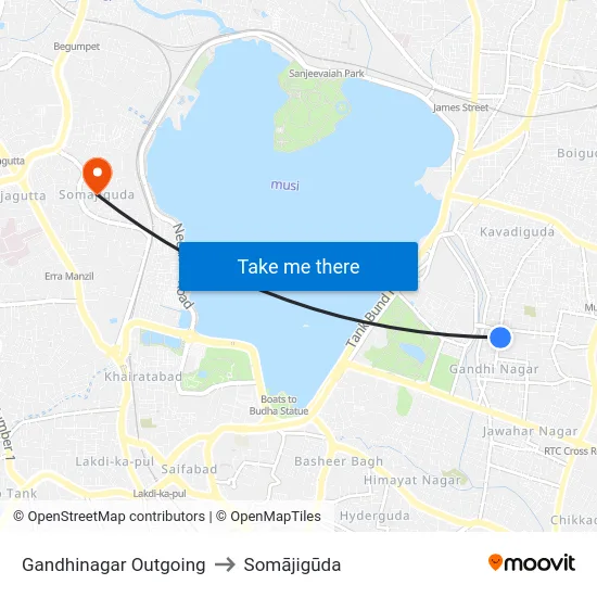 Gandhinagar Outgoing to Somājigūda map
