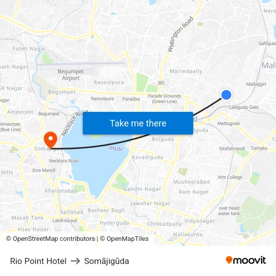 Rio Point Hotel to Somājigūda map
