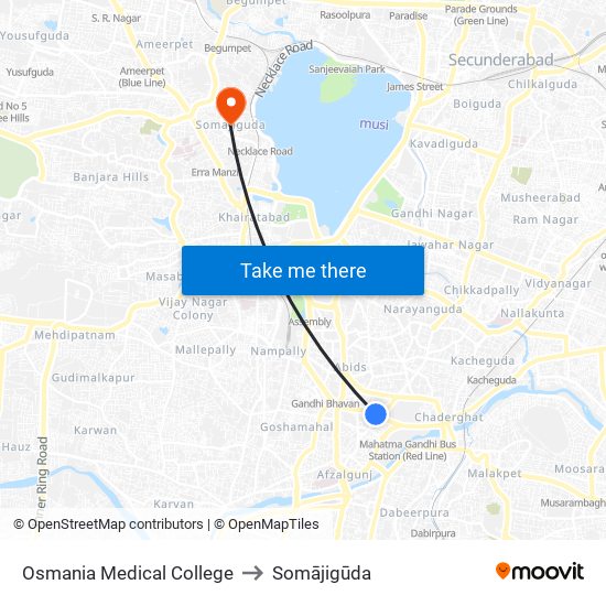 Osmania Medical College to Somājigūda map