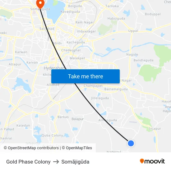 Gold Phase Colony to Somājigūda map