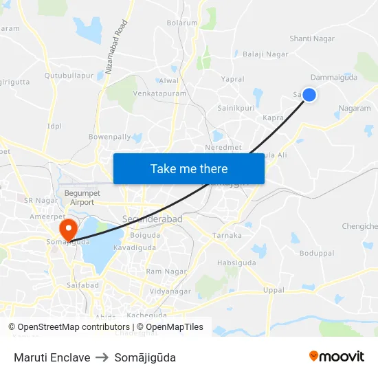 Maruti Enclave to Somājigūda map