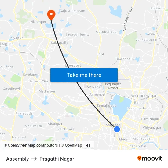 Assembly to Pragathi Nagar map