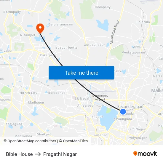 Bible House to Pragathi Nagar map