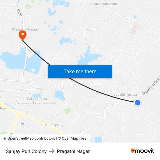 Sanjay Puri Colony to Pragathi Nagar map