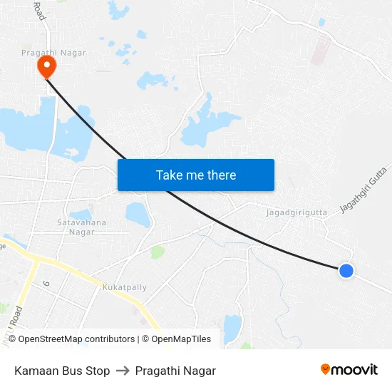 Kamaan Bus Stop to Pragathi Nagar map