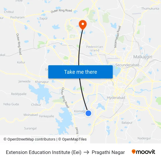 Extension Education Institute (Eei) to Pragathi Nagar map