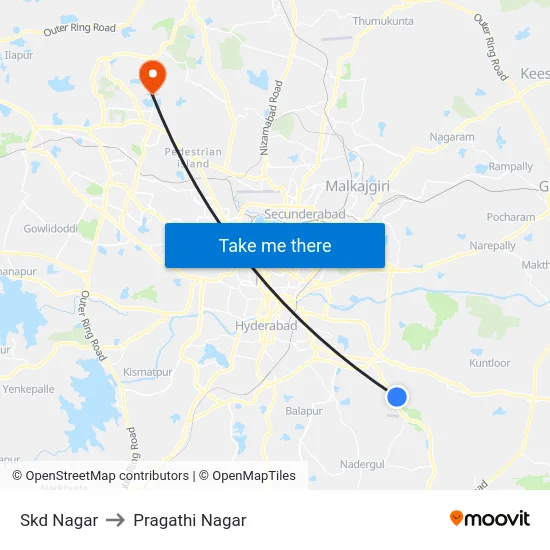 Skd Nagar to Pragathi Nagar map