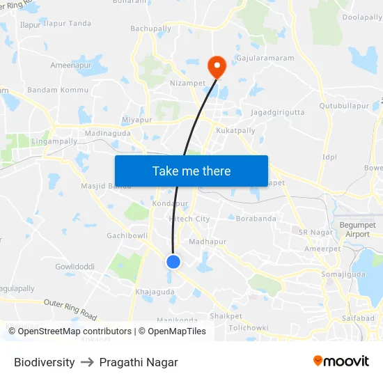 Biodiversity to Pragathi Nagar map