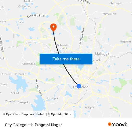 City College to Pragathi Nagar map