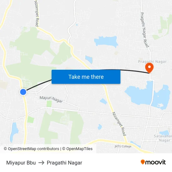 Miyapur Bbu to Pragathi Nagar map