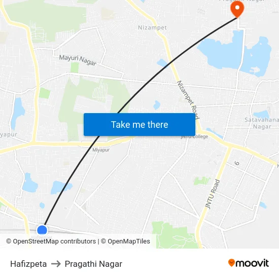 हफीजपेटा to प्रगति नगर map