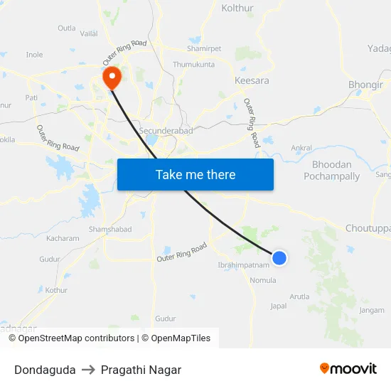 Dondaguda to Pragathi Nagar map