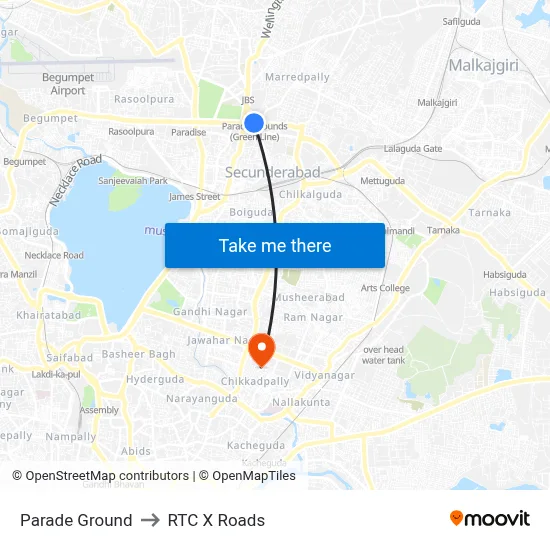 Parade Ground to RTC X Roads map