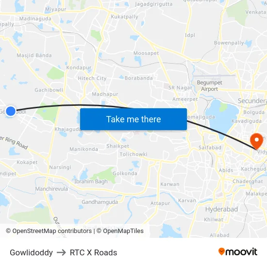 Gowlidoddy to RTC X Roads map