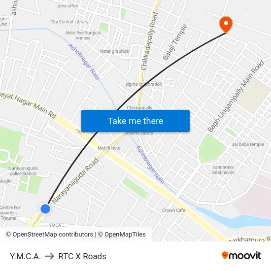 Y.M.C.A. to RTC X Roads map