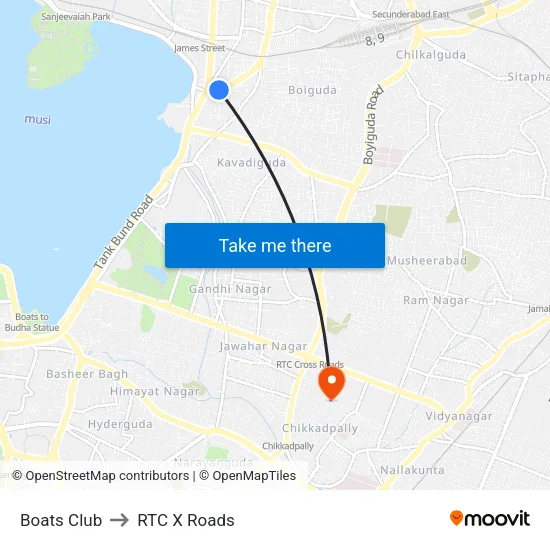 Boats Club to RTC X Roads map