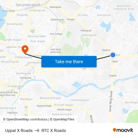 Uppal X Roads to RTC X Roads map