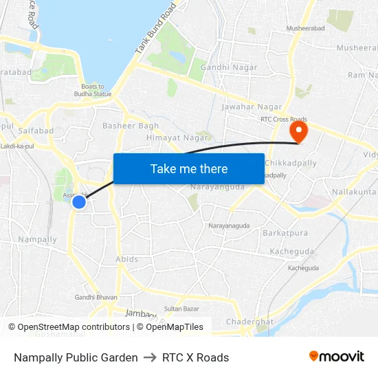 Nampally Public Garden to RTC X Roads map