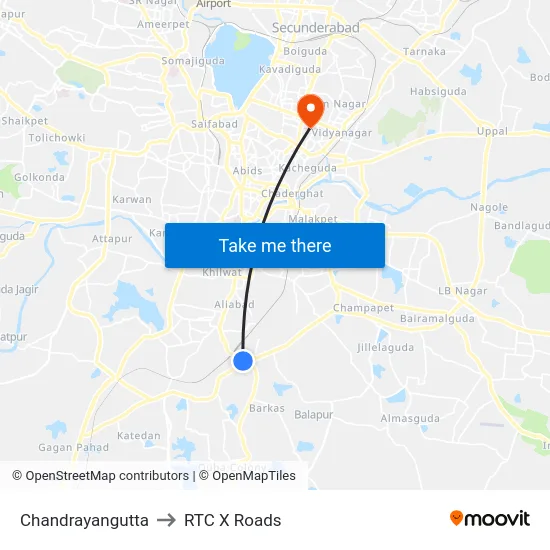 Chandrayangutta to RTC X Roads map