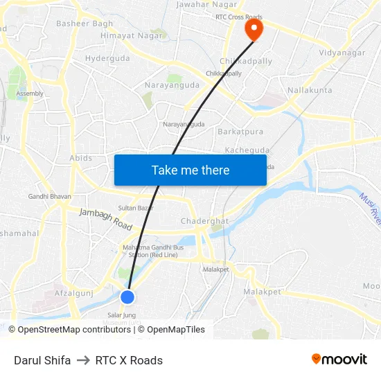 Darul Shifa to RTC X Roads map